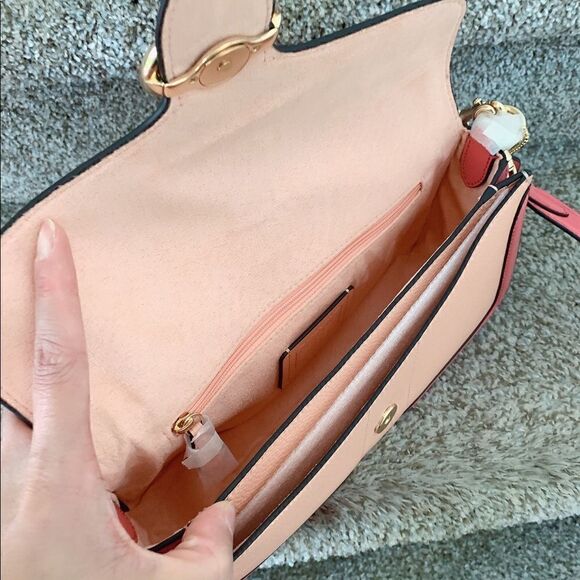 New Coach Genuine Leather Shoulder Bag In Colorblock - Picture 14 of 16